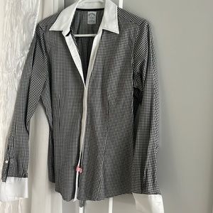 Brooks brothers black and white blouse